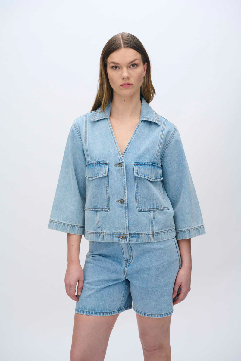 moves Amarie denim shirt 4283 Short Sleeved Shirt 1001 Light Blue