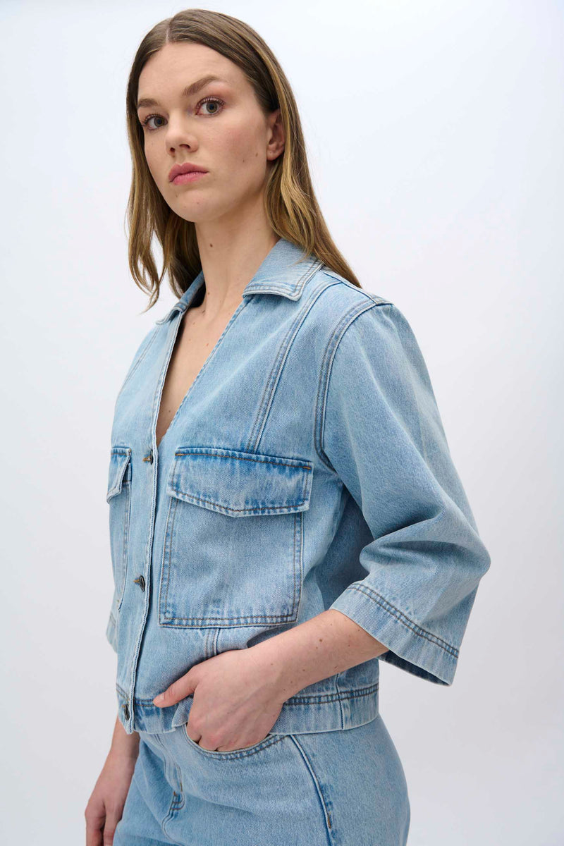 moves Amarie denim shirt 4283 Short Sleeved Shirt 1001 Light Blue