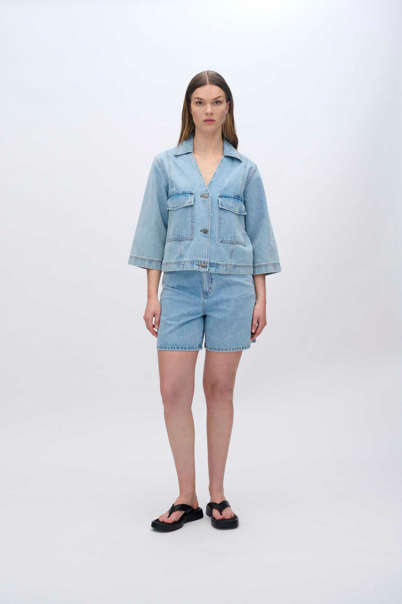 moves Amarie denim shirt 4283 Short Sleeved Shirt 1001 Light Blue