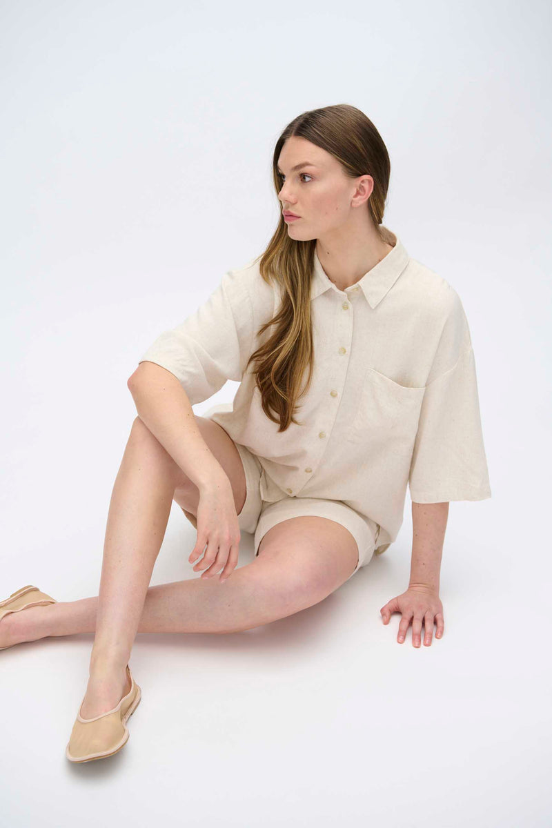 moves Elise short sleeved linen blend shirt 2744 Short Sleeved Shirt 0108 Castle Wall