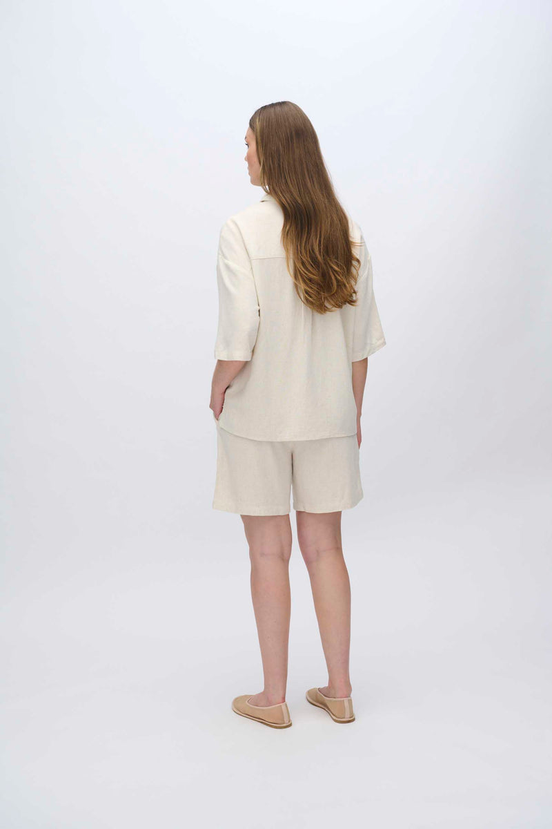 moves Elise short sleeved linen blend shirt 2744 Short Sleeved Shirt 0108 Castle Wall