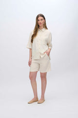 moves Elise short sleeved linen blend shirt 2744 Short Sleeved Shirt 0108 Castle Wall