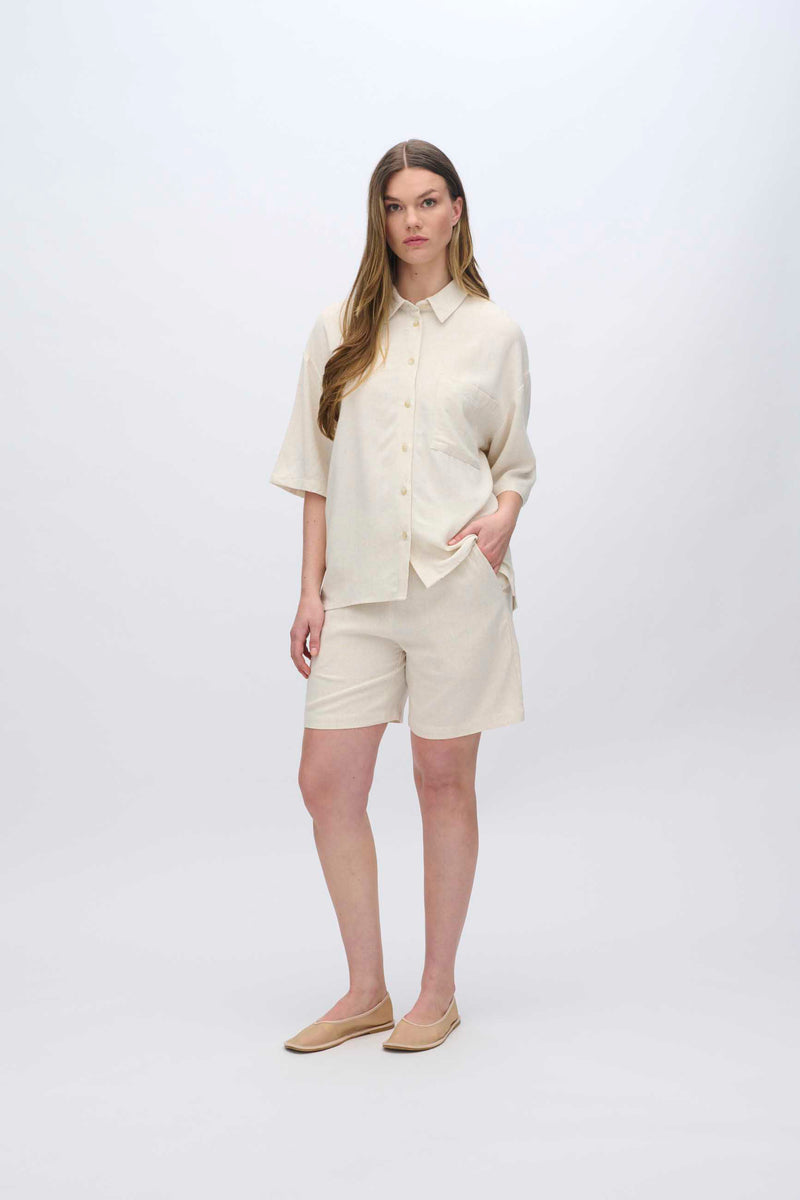 moves Elise short sleeved linen blend shirt 2744 Short Sleeved Shirt 0108 Castle Wall