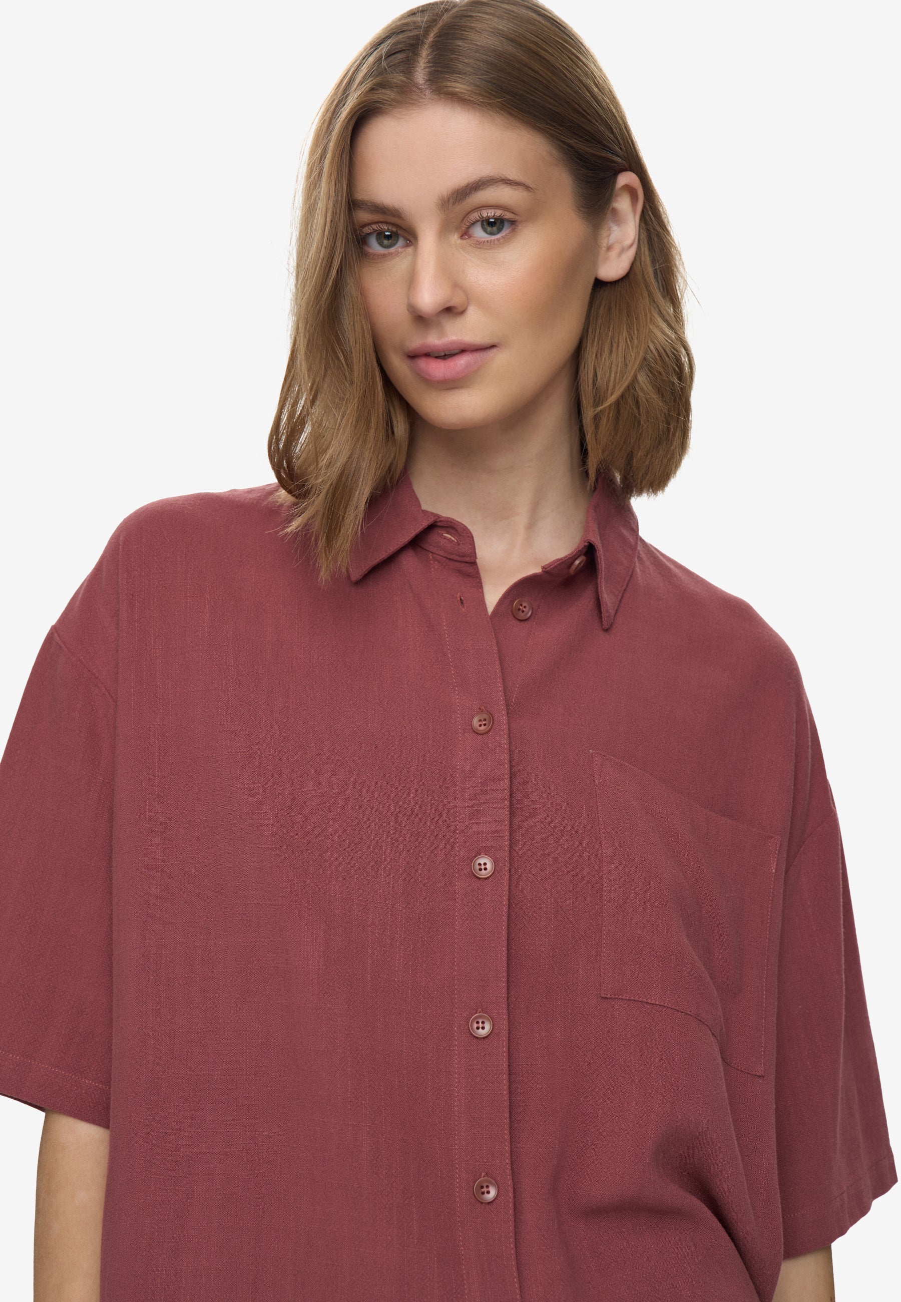 moves Elise short sleeved linen blend shirt 2744 Short Sleeved Shirt 1426 Apple Butter